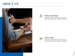 About us values client c999 ppt powerpoint presentation ideas example