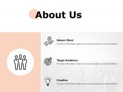 About us values client ppt powerpoint presentation outline background images