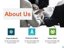 About us values client ppt show infographic template