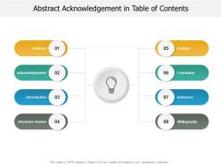 Abstract acknowledgement in table of contents