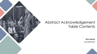 Abstract Acknowledgement Table Contents PPT Presentation AT