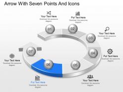 Ac arrow with seven points and icons powerpoint template