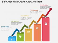 Ac bar graph with growth arrow and icons flat powerpoint design