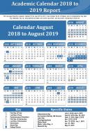Academic Calendar 2018 To 2019 Report Presentation Report Infographic PPT PDF Document