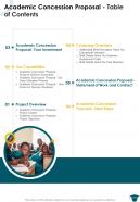 Academic Concession Proposal Table Of Contents One Pager Sample Example Document