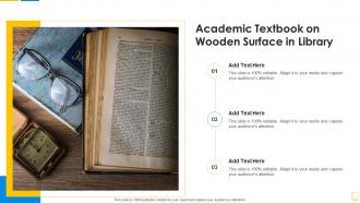 Academic textbook on wooden surface in library