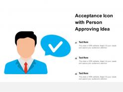 Acceptance icon with person approving idea