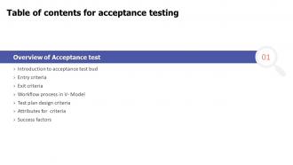 Acceptance Testing For Table Of Contents Ppt Designs