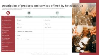 Accomodation Industry Business Plan Description Of Products And Services Offered By Hotel Start BP SS