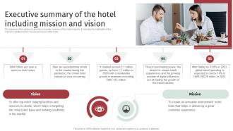 Accomodation Industry Business Plan Executive Summary Of The Hotel Including Mission BP SS