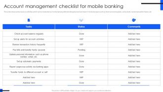 Account Management Checklist Comprehensive Guide For Mobile Banking Fin SS V