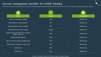 Account Management Checklist For Mobile Banking For Convenient And Secure Online Payments Fin SS