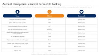 Account Management Checklist Smartphone Banking For Transferring Funds Digitally Fin SS V