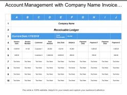 Account management with company name invoice data total amount