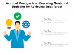 Account manager icon executing goals and strategies for achieving sales target