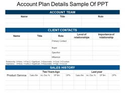Account plan details sample of ppt