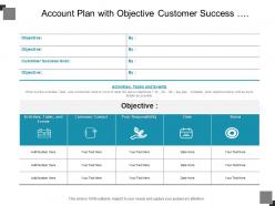 Account plan with objective customer success activities tasks and status