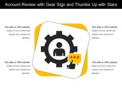 Account review with gear sign and thumbs up with stars