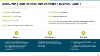 Accounting and finance transformation business case 1 finance and accounting transformation strategy