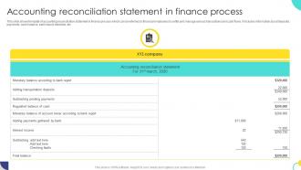 Accounting Reconciliation Statement In Finance Process