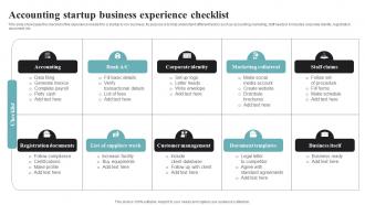 Accounting Startup Business Experience Checklist