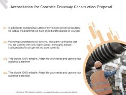 Accreditation for concrete driveway construction proposal ppt powerpoint presentation visuals