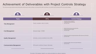 Achievement Of Deliverables With Project Controls Strategy