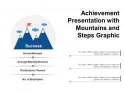 Achievement presentation with mountains and steps graphic