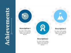 Achievements with three icons ppt infographic template background images