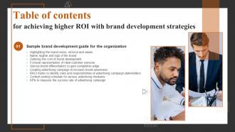 Achieving Higher ROI With Brand Development Strategies Table Of Contents