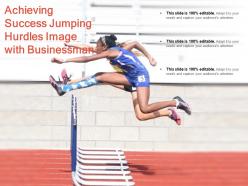 Achieving success jumping hurdles image with businessman