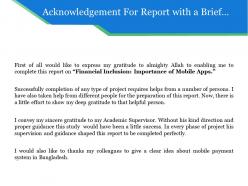 Acknowledgement for report with a brief description of project