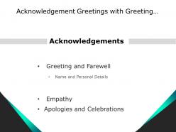 Acknowledgement greetings with greeting farewell empathy and celebrations