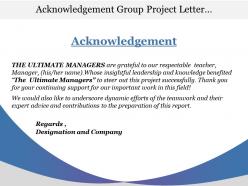 Acknowledgement group project letter with regards designation and company