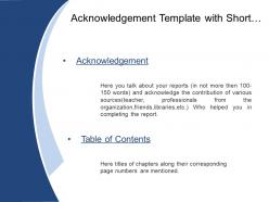 Acknowledgement template with short briefing and table of contents