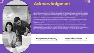 Acknowledgment How To Develop Staff Handbook Ppt Icon Designs Download