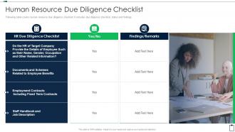 Acquisition Due Diligence Checklist Human Resource Due Diligence Checklist