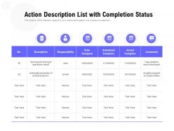 Action Description List With Completion Status