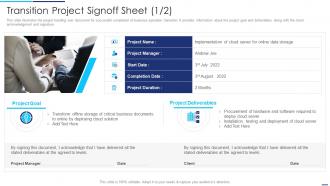 Action For Technological Upgradation Transition Project Signoff Sheet