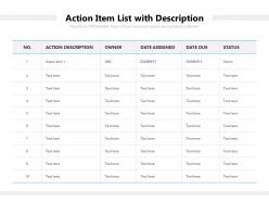 Action item list with description