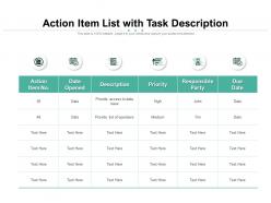 Action item list with task description