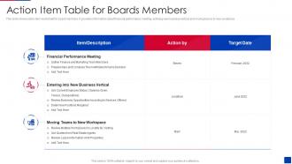 Action Item Table For Boards Members