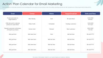 Action Plan Calendar For Email Marketing Sales Process Automation To Improve Sales