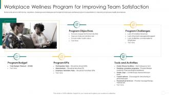 Action plan for enhancing team capabilities workplace wellness program for improving team satisfaction