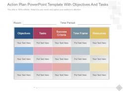 Action plan powerpoint template with objectives and tasks