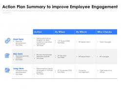 Action plan summary to improve employee engagement