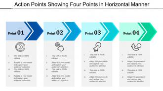Action points showing four points in horizontal manner