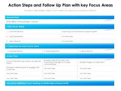 Action steps and follow up plan with key focus areas