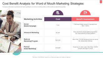 Active Influencing Consumers Through Cost Benefit Analysis For Word Mouth Marketing Strategies