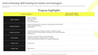 Active Listening Skill Training For Leaders And Managers Top Leadership Skill Development Training